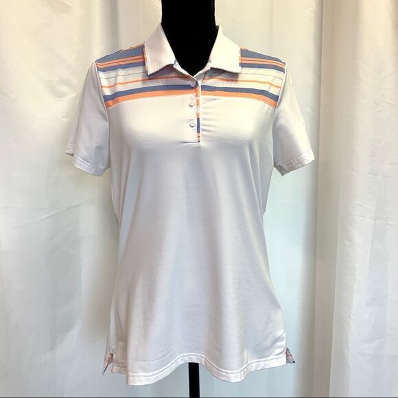 ADIDAS Golf Ladies Ultimate 365 Stripe Short Sleeve Polo Shirt Sz M🇨🇦 - Picture 3 of 12
